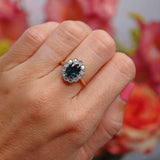 Ellibelle Jewellery Vintage 1963 Sapphire & Diamond 18ct Gold Cluster Ring