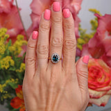 Ellibelle Jewellery Vintage 1963 Sapphire & Diamond 18ct Gold Cluster Ring