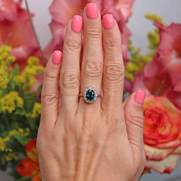 Ellibelle Jewellery Vintage 1963 Sapphire & Diamond 18ct Gold Cluster Ring