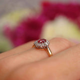 Ellibelle Jewellery Vintage 1964 Ruby & Diamond 18ct Gold Platinum Cluster Ring