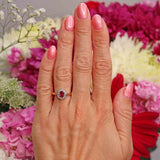 Ellibelle Jewellery Vintage 1964 Ruby & Diamond 18ct Gold Platinum Cluster Ring
