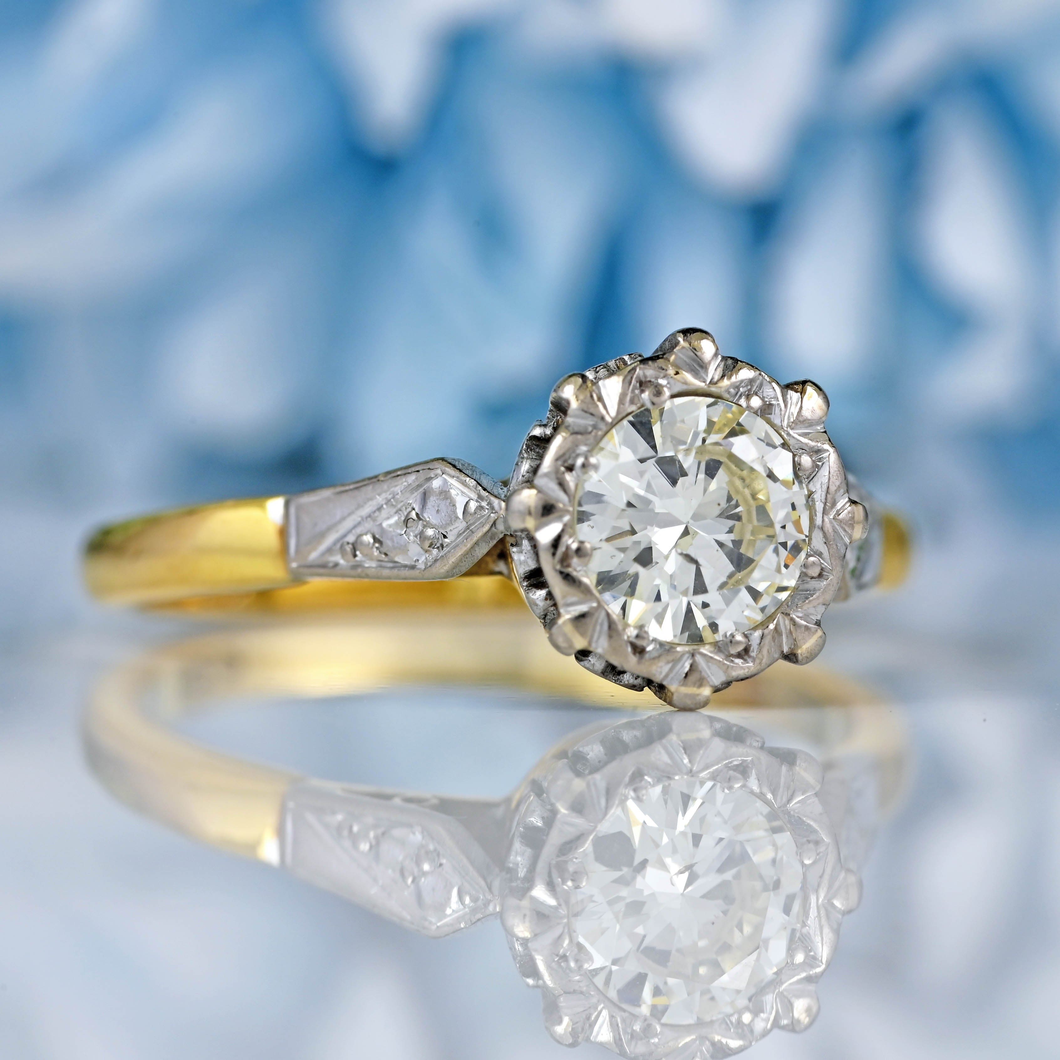 Vintage 1965 18ct Gold Platinum Diamond Engagement Ring