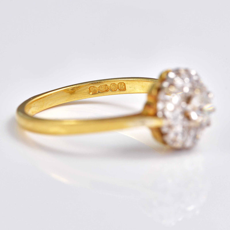 Ellibelle Jewellery Vintage 1965 Diamond 18ct Gold Cluster Ring