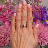 Ellibelle Jewellery Vintage 1966 Ruby & Diamond 18ct Gold & Platinum Cluster Ring