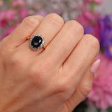 Ellibelle Jewellery Vintage 1966 Sapphire & Diamond 18ct Gold Cluster Ring (2.80cts)