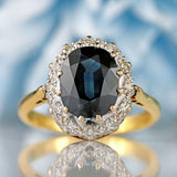 Ellibelle Jewellery Vintage 1966 Sapphire & Diamond 18ct Gold Cluster Ring (2.80cts)