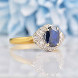 Ellibelle Jewellery Vintage 1968 Sapphire & Diamond 18ct Gold Dress Ring