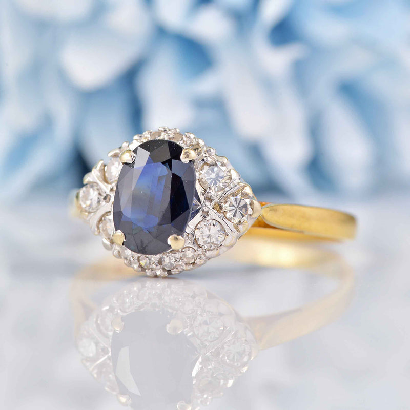 Ellibelle Jewellery Vintage 1968 Sapphire & Diamond 18ct Gold Dress Ring