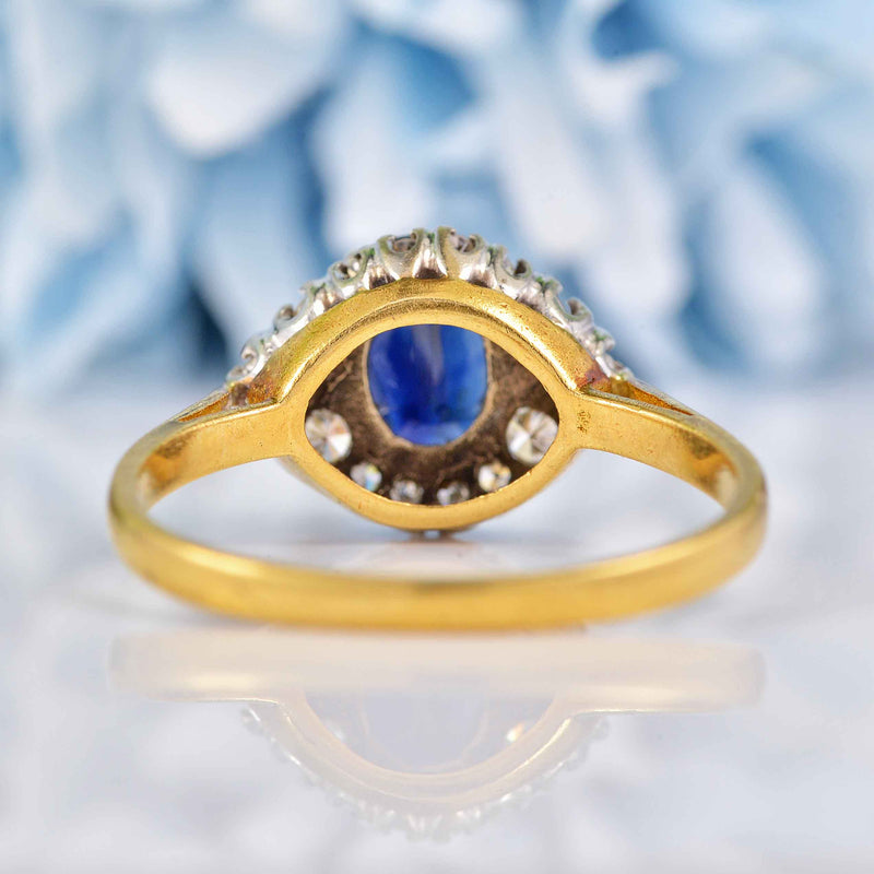 Ellibelle Jewellery Vintage 1968 Sapphire & Diamond 18ct Gold Dress Ring