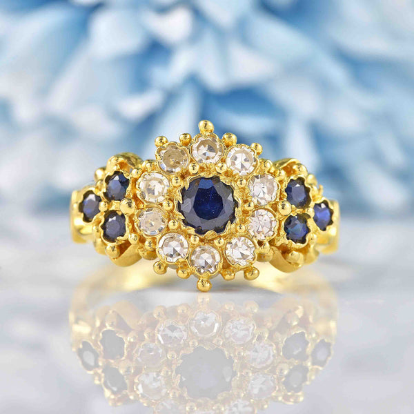 Ellibelle Jewellery Vintage 1968 Sapphire & Diamond 18ct Gold Ring