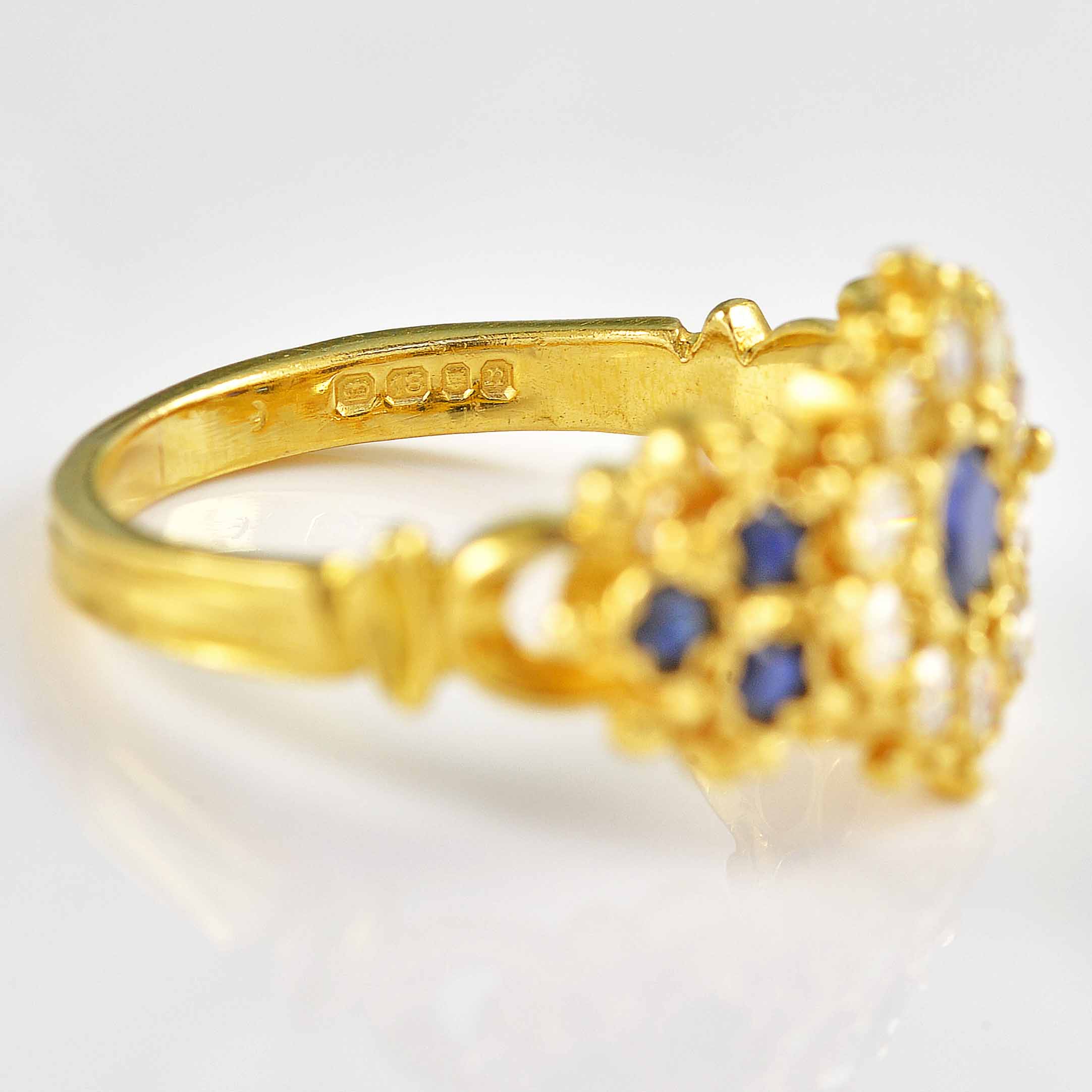 Ellibelle Jewellery Vintage 1968 Sapphire & Diamond 18ct Gold Ring