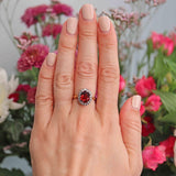 Ellibelle Jewellery Vintage 1970 Garnet & Diamond 18ct Gold Cluster Ring