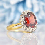 Ellibelle Jewellery Vintage 1970 Garnet & Diamond 18ct Gold Cluster Ring