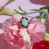 Ellibelle Jewellery Vintage 1970 Opal, Sapphire & Diamond 18ct Gold Cluster Ring