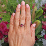 Ellibelle Jewellery Vintage 1970 Rhodolite Garnet & Diamond White Gold Cluster Engagement Ring