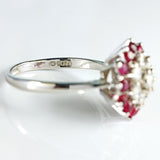 Ellibelle Jewellery Vintage 1970 Ruby & Diamond 18ct White Gold Cluster Ring
