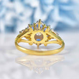 Ellibelle Jewellery Vintage 1970s Blue Sapphire & Diamond Gold Daisy Cluster Ring