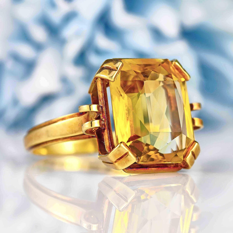 Ellibelle Jewellery Vintage 1970s Citrine 14ct Gold Solitaire Dress Ring