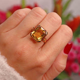 Ellibelle Jewellery Vintage 1970s Citrine 14ct Gold Solitaire Dress Ring