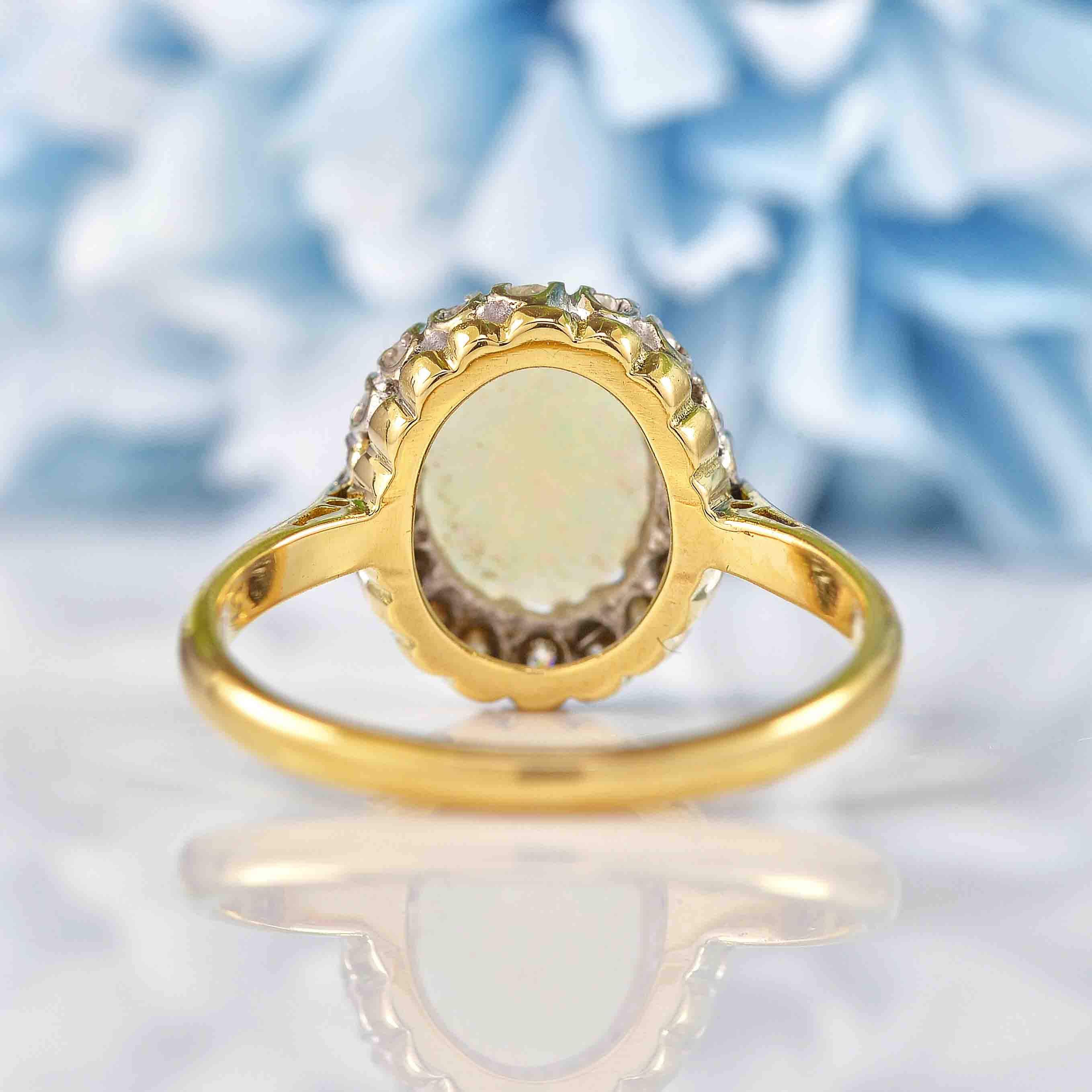 Ellibelle Jewellery Vintage 1970s Opal & Diamond 18ct Gold Cluster Ring