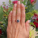 Ellibelle Jewellery Vintage 1970s Sapphire & Diamond 18ct White Gold Cluster Ring