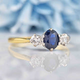 Ellibelle Jewellery Vintage 1970s Sapphire & Diamond Three-Stone Ring (0.75ct)