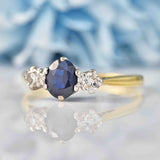 Ellibelle Jewellery Vintage 1970s Sapphire & Diamond Three-Stone Ring (0.75ct)