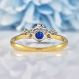 Ellibelle Jewellery Vintage 1970s Sapphire & Diamond Three-Stone Ring (0.75ct)