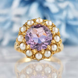 Ellibelle Jewellery Vintage 1971 Amethyst & Pearl Gold Cluster Ring