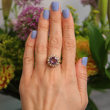 Ellibelle Jewellery Vintage 1971 Amethyst & Pearl Gold Cluster Ring