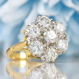 Ellibelle Jewellery Vintage 1971 Diamond 18ct Gold Seven-Stone Daisy Cluster Ring (2.10cts)