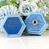 Ellibelle Jewellery Vintage 1971 Sapphire & Diamond 18ct Gold Cluster Ring