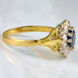Ellibelle Jewellery Vintage 1971 Sapphire & Diamond 18ct Gold Cluster Ring