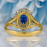 Ellibelle Jewellery Vintage 1971 Sapphire & Diamond 18ct Gold Cluster Ring
