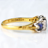Ellibelle Jewellery Vintage 1971 Sapphire & Diamond 18ct Gold Seven-Stone Ring