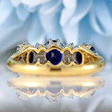 Ellibelle Jewellery Vintage 1971 Sapphire & Diamond 18ct Gold Seven-Stone Ring