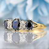 Ellibelle Jewellery Vintage 1971 Sapphire & Diamond 18ct Gold Seven-Stone Ring
