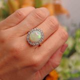Ellibelle Jewellery Vintage 1972 Opal & Diamond 18ct Gold Oval Cluster Ring