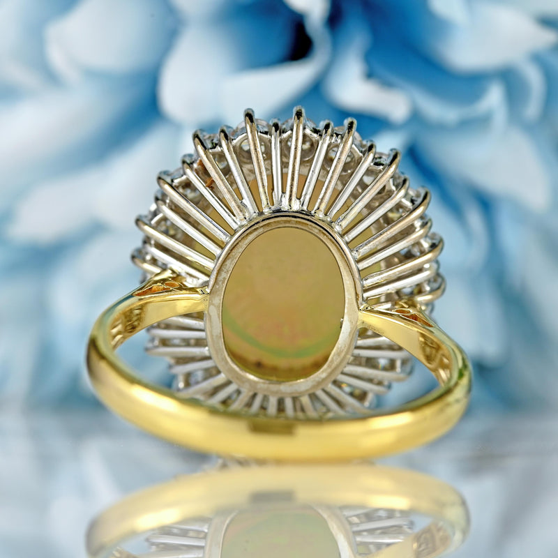 Ellibelle Jewellery Vintage 1972 Opal & Diamond 18ct Gold Oval Cluster Ring