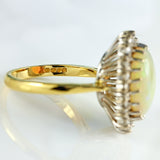Ellibelle Jewellery Vintage 1972 Opal & Diamond 18ct Gold Oval Cluster Ring