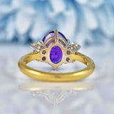 Ellibelle Jewellery Vintage 1973 Amethyst & Diamond 18ct Gold Ring