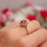 Ellibelle Jewellery Vintage 1973 Madeira Citrine & Diamond 18ct Gold Pear Cluster Ring