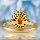Ellibelle Jewellery Vintage 1973 Madeira Citrine & Diamond 18ct Gold Pear Cluster Ring