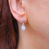 Ellibelle Jewellery Vintage 1973 Opal & Diamond 18ct White Gold Drop Earrings by Cropp and Farr