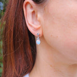 Ellibelle Jewellery Vintage 1973 Opal & Diamond 18ct White Gold Drop Earrings by Cropp and Farr