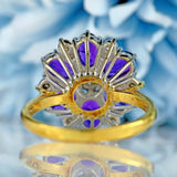 Ellibelle Jewellery Vintage 1974 Amethyst & Diamond 18ct Gold Daisy Cluster Ring