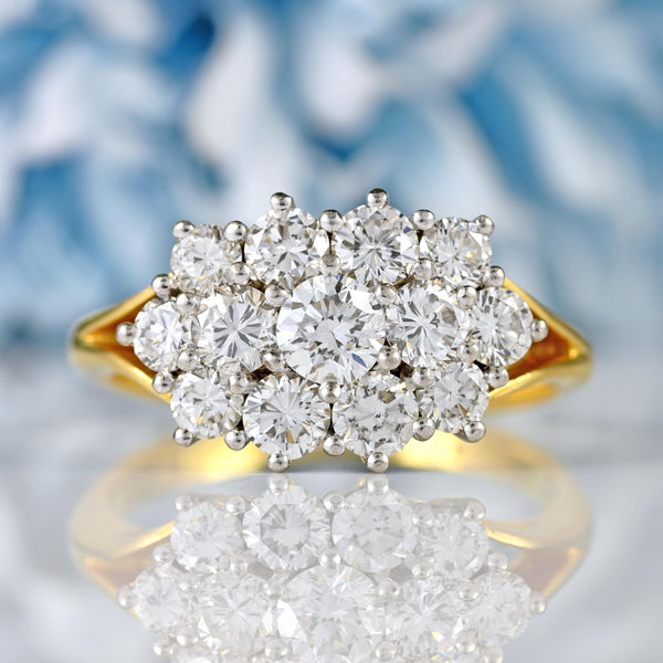 Ellibelle Jewellery Vintage 1974 Diamond 18ct Gold Cluster Ring (1.82cts)