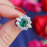 Ellibelle Jewellery Vintage 1974 Emerald & Diamond 18ct Gold Cluster Ring By Cropp & Farr