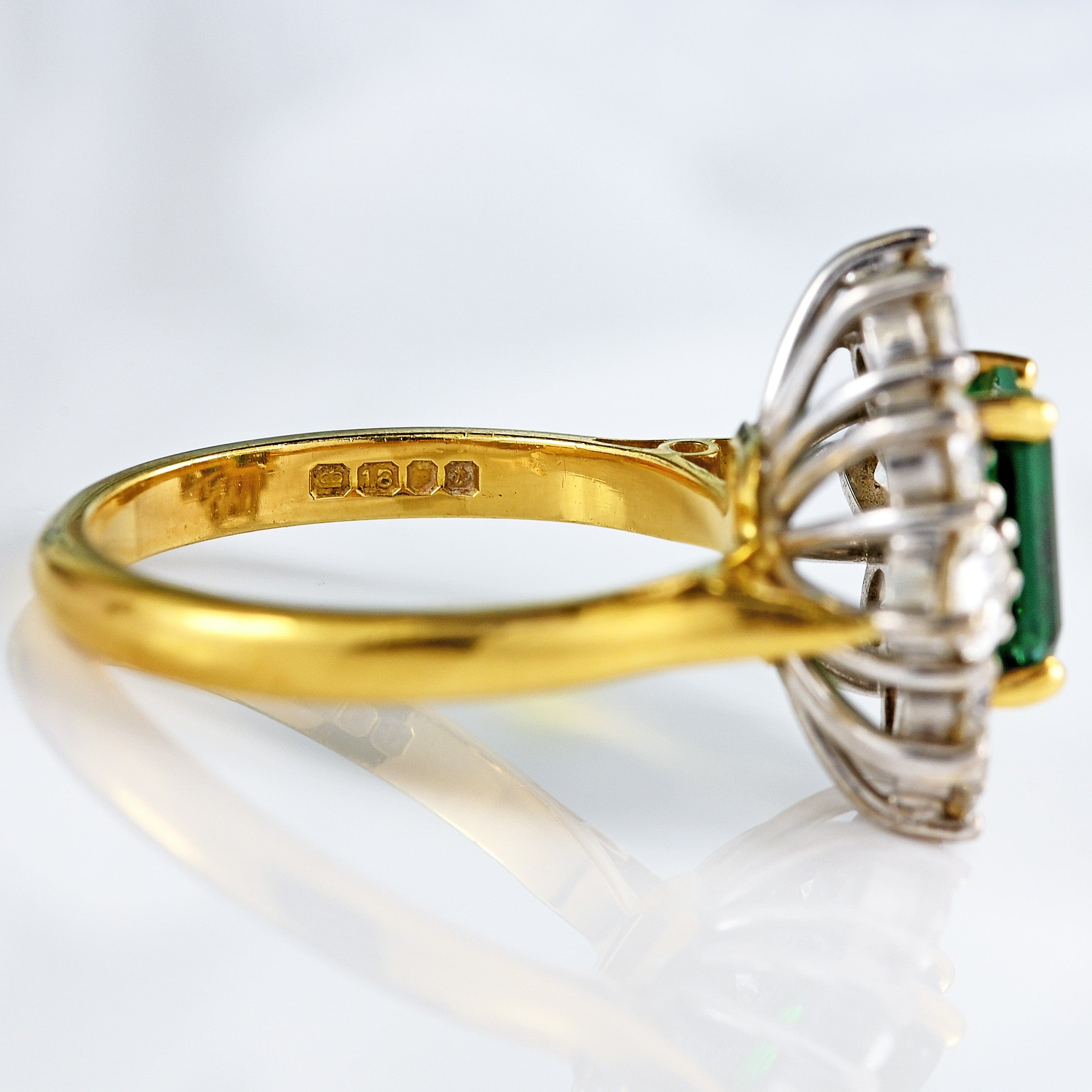 Ellibelle Jewellery Vintage 1974 Emerald & Diamond 18ct Gold Cluster Ring By Cropp & Farr