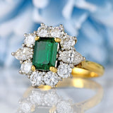 Ellibelle Jewellery Vintage 1974 Emerald & Diamond 18ct Gold Cluster Ring By Cropp & Farr